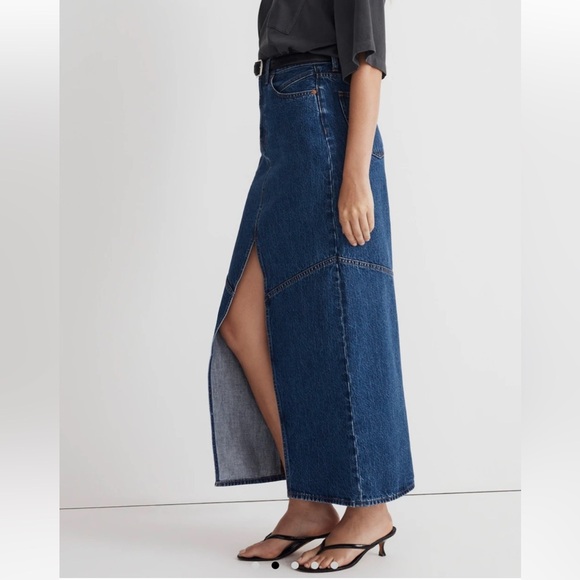Madewell Sz 27 skirt mid rise Denim Maxi blue jean Classic Minimalist Capsule - Picture 3 of 8